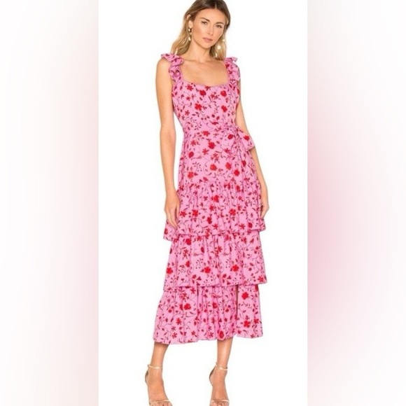 Likely Dresses & Skirts - Likely Pink Floral Tiered Midi Dress